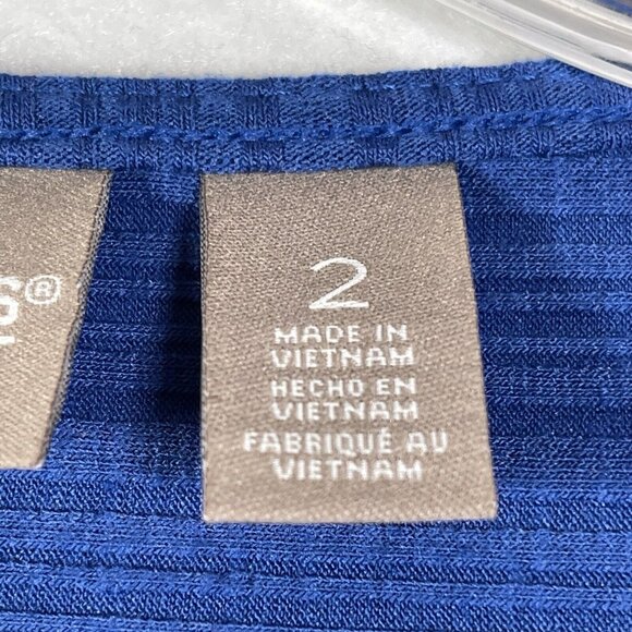 Chico's Top Womens Size 2 / L Blue Pullover Ribbed  3/4 Dolman Sleeve Scoop Neck - Picture 6 of 12